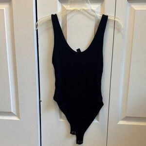 Forever 21 Classic Black Ribbed Scoopneck Bodysuit